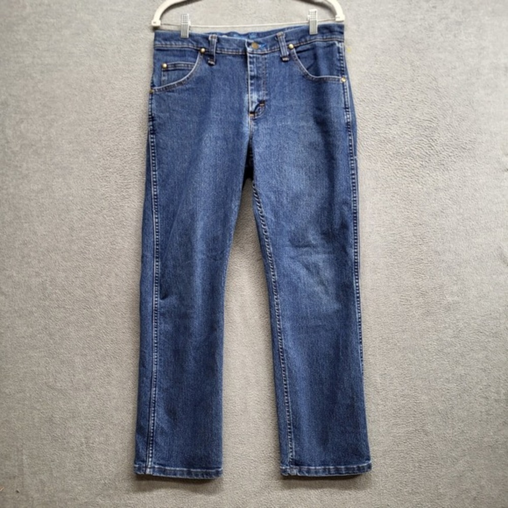 VINTAGE Wrangler 47 Men Jeans 31x30 Blue Denim Performance‎ Cowboy Cut Wicking